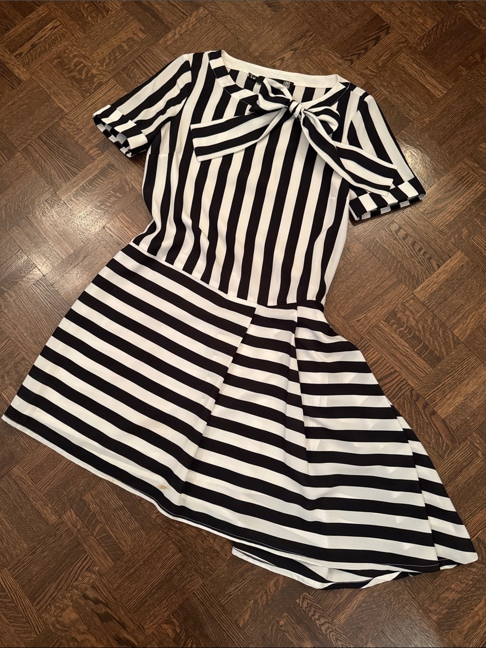 Moschino Black and White Striped Tie-Neck Women's Dress size 40
